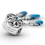 Silberanhänger, Traumfänger, blau