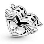 Silberanhänger, Herz mit Engelsflügeln