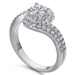 Damen-Verlobungsring, doppelt, Silber, Größe 7