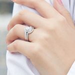 Damen-Verlobungsring, doppelt, Silber, Größe 6