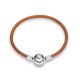 Damenarmband, Silber/Leder, 19 cm