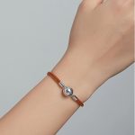 Damenarmband, Silber/Leder, 19 cm