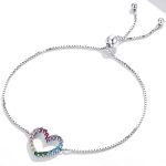 Silberarmband mit Regenbogenherz