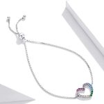 Silberarmband mit Regenbogenherz