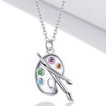 Silberne Halskette mit Farbpalette