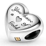 Silberanhänger, Herz, mit roségoldener Verzierung