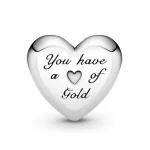 Silberanhänger, Herz, mit roségoldener Verzierung