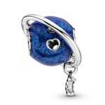 Silberanhänger mit Mond, blau