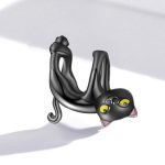 Silberanhänger, Katze, schwarz