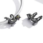 Silberanhänger, Katze, schwarz