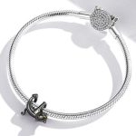 Silberanhänger, Katze, schwarz