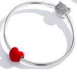 Silberanhänger, Herz, rot