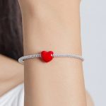 Silberanhänger, Herz, rot