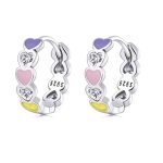 Damenohrringe, Silber, mit bunten Herzen