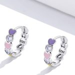 Damenohrringe, Silber, mit bunten Herzen