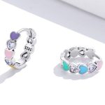 Damenohrringe, Silber, mit bunten Herzen