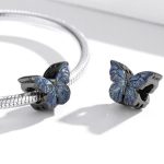 Silberanhänger, dunkelblauer Schmetterling