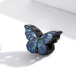 Silberanhänger, dunkelblauer Schmetterling