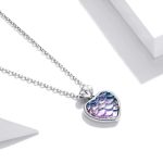 Silberne Halskette mit Fischschuppen-Herzanhänger