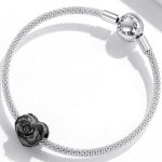 Silberanhänger, schwarze Rose