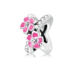 Silberner Charm-Blume, rosa