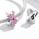 Silberner Charm-Blume, rosa