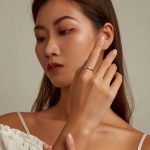 Silberner Damenring, Rautenmuster, Größe 6