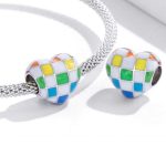 Silberanhänger, kariertes Herz