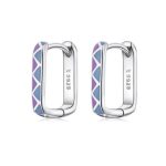 Silberohrringe, bunt, quadratisch