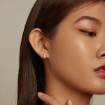 Silberohrringe, bunt, quadratisch