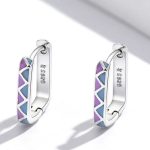 Silberohrringe, bunt, quadratisch