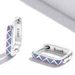 Silberohrringe, bunt, quadratisch