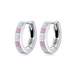 Silberne Creolen, weiß-rosa