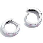 Silberne Creolen, weiß-rosa