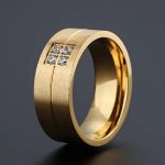 Damen-Ehering, Edelstahl, Antikgold, Größe 7