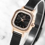 Shengke Damenuhr, rechteckig, mit Kristallen