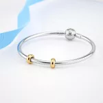 Silberner Charm-Stoppuhr, 2 Stück + Stoff, goldfarben