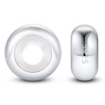 Silberner Charm-Stoppuhr, 2 Stück + Tuch, Silber