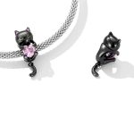 Silberanhänger, schwarze Katze