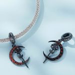 Silberanhänger, Rose und Mond