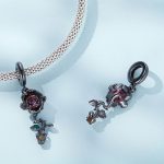 Silberanhänger, rote Rose