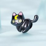 Silberanhänger, schwarze Katze