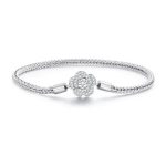 Silberarmband, rosa, 17 cm