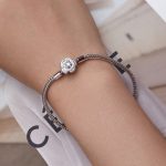 Silberarmband, rosa, 19 cm