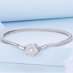 Silberarmband, rosa, 19 cm