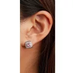 Silberne Damenohrringe mit lila Kristall