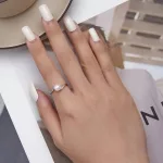 Silberner Damenring, herzförmig, mit Perlen, Größe 8