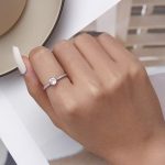 Silberring, Damen, mit weißem Kristall, Größe 7