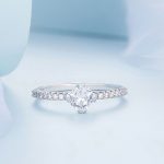 Silberring, Damen, mit weißem Kristall, Größe 7