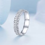 Silberner Damenring mit weißem Kristall, Größe 6